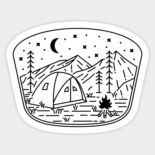 Camp Fire Line (Black) Sticker by quilimo